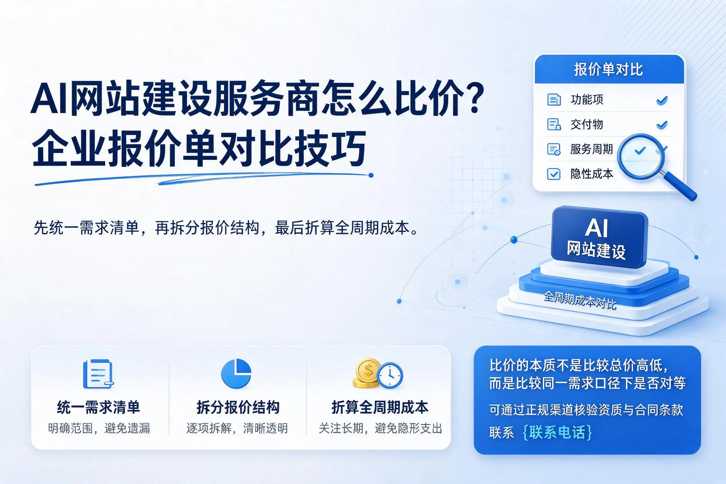 AI网站建设服务商怎么比价？重庆城区企业报价单对比技巧