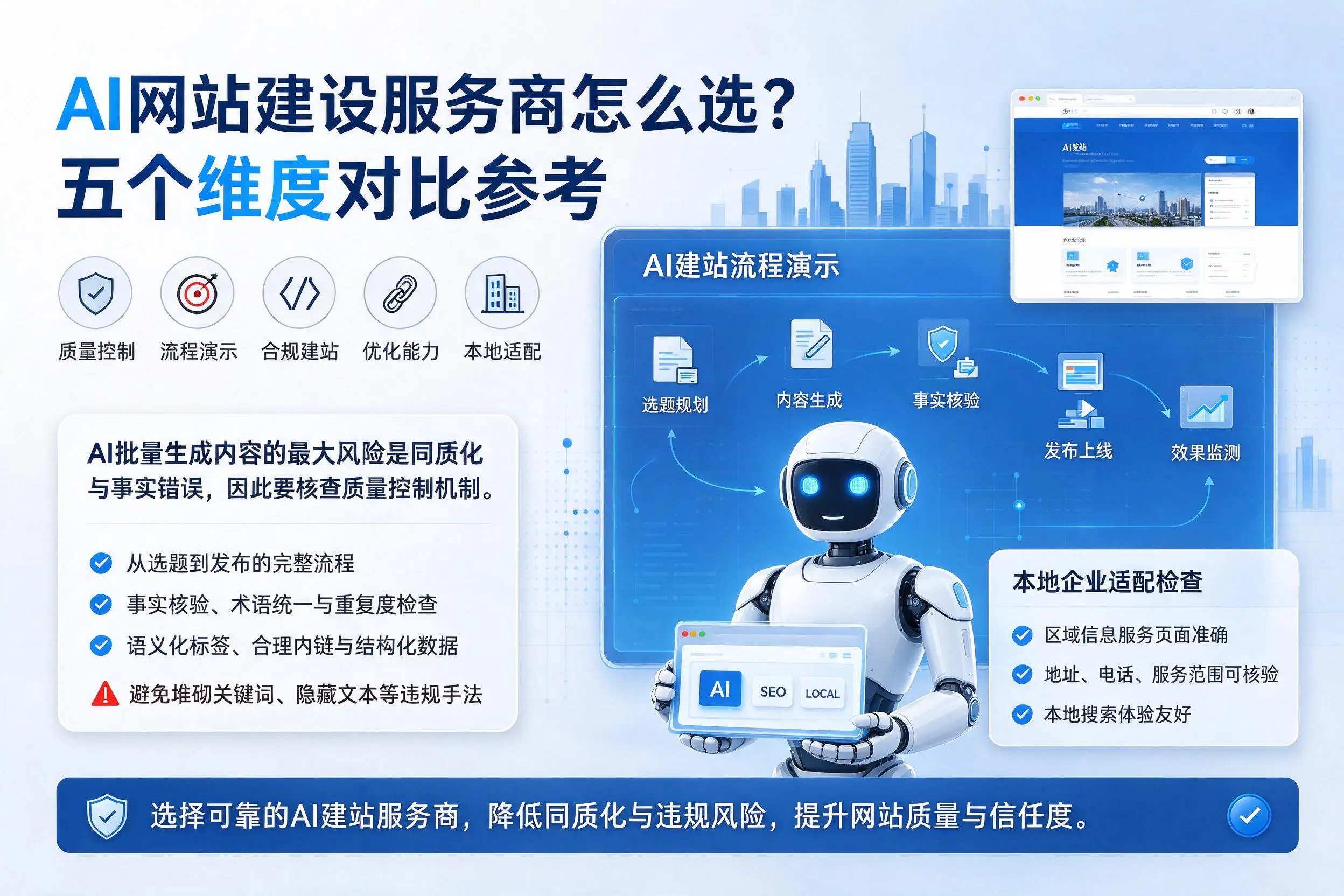 重庆城区AI网站建设服务商怎么选？五个维度对比参考